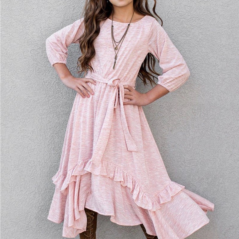 Joyfolie Mia Joy Harlyn Hilo Midi Dress Blush Pink Girls Sz 12 Coquette Feminine